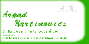 arpad martinovics business card